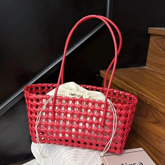 Vegetable basket women straw bags female summmer beach bag lady travel bags designer handbag handmade woven rattan bag shoulder