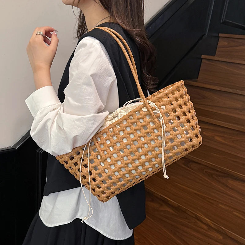 Vegetable basket women straw bags female summmer beach bag lady travel bags designer handbag handmade woven rattan bag shoulder
